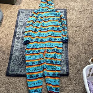 Cozy Blue Striped ALDI Women's Pajama Onesie